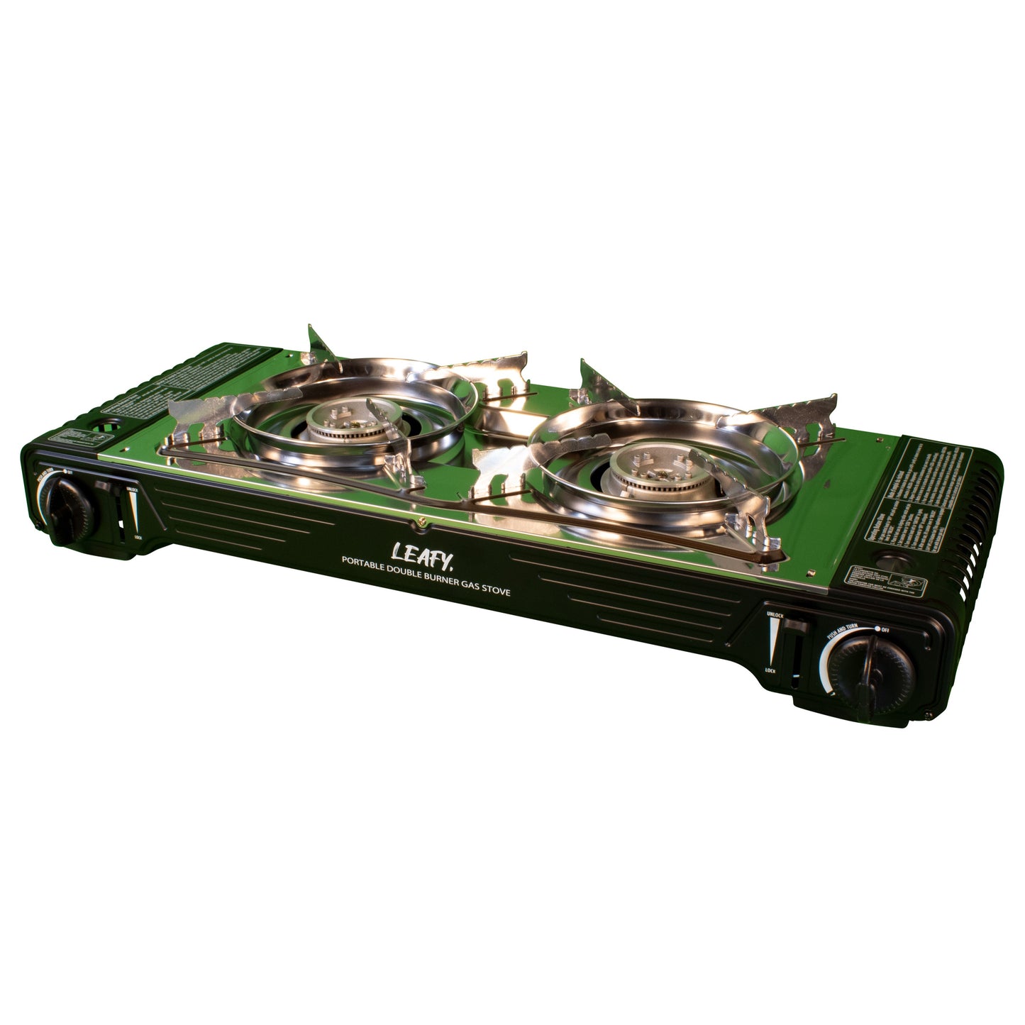 Leafy, Butane Gas Twin Burner Chef Gas Stove with Case (15,000 BTU) (gas cartridge not included)