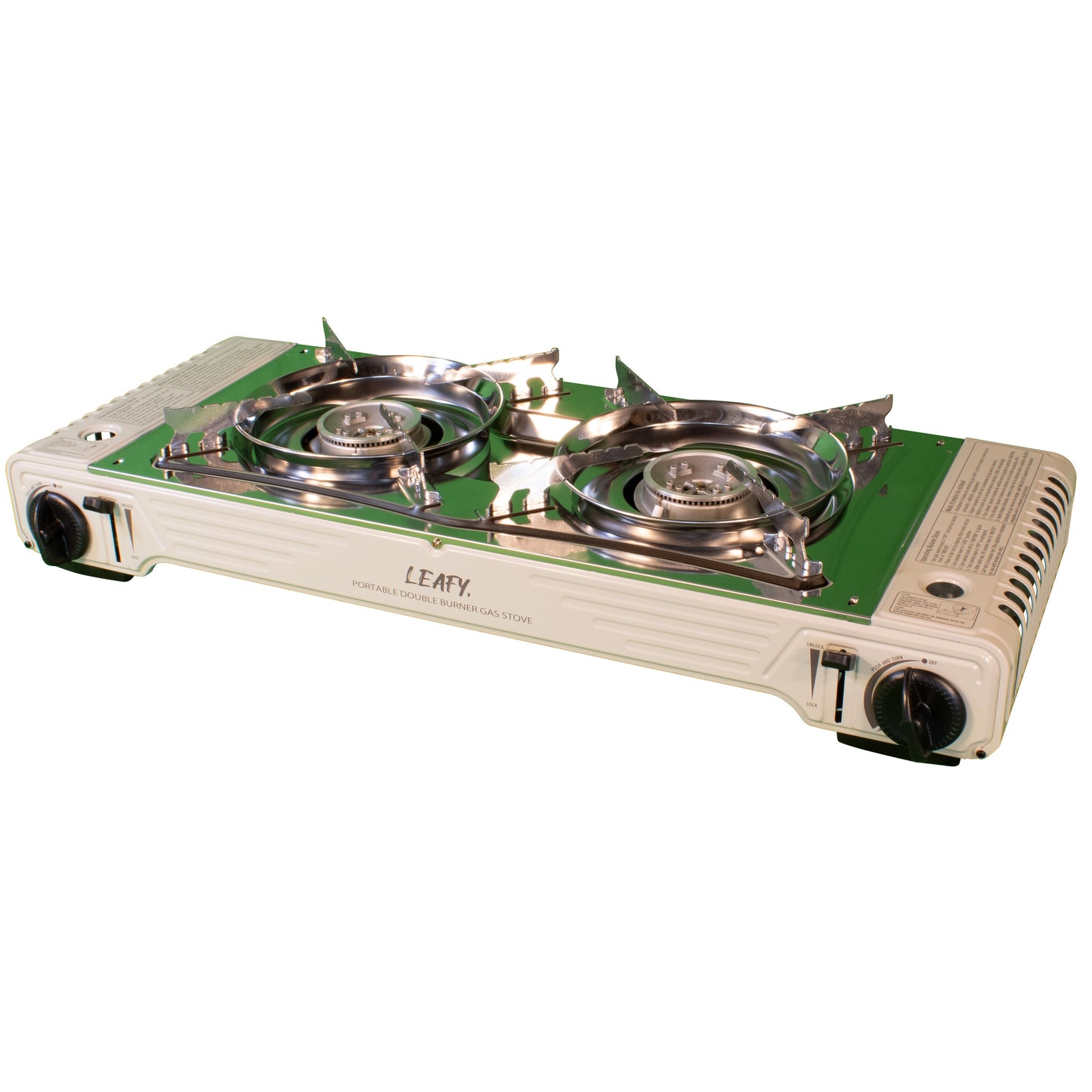 Leafy, Butane Gas Twin Burner Chef Gas Stove with Case (15,000 BTU) (gas cartridge not included)