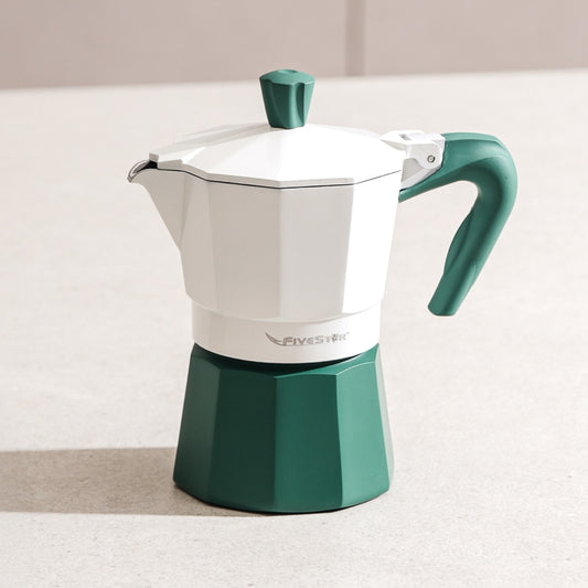 MOKA POT GREEN & WHITE 3-CUP (6 ounces)