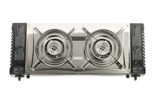 Leafy, Butane Gas Twin Burner Chef Gas Stove with Case (15,000 BTU) (gas cartridge not included)