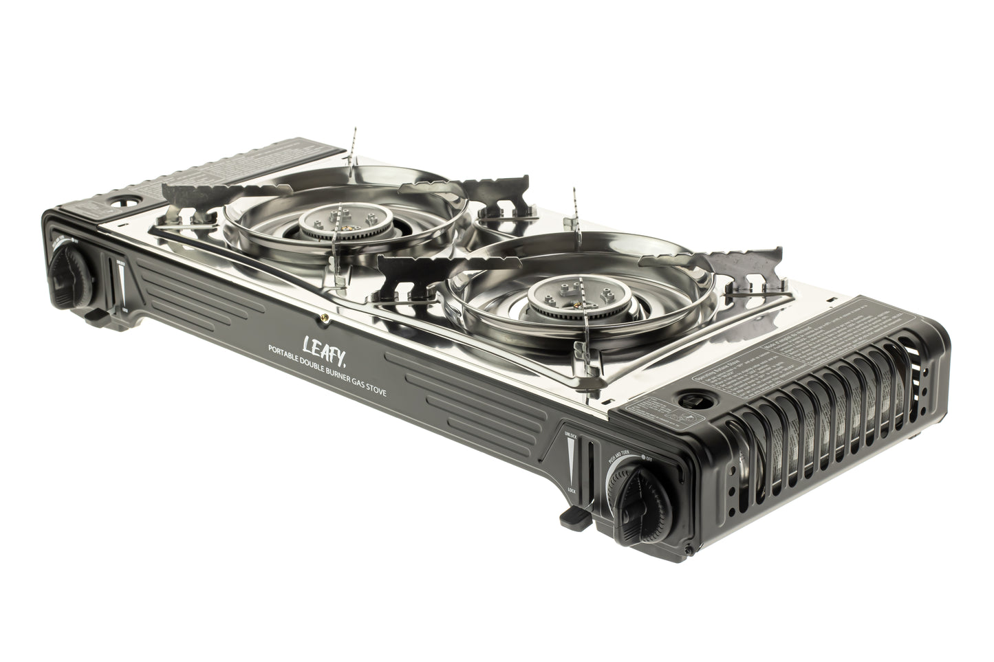 Leafy, Butane Gas Twin Burner Chef Gas Stove with Case (15,000 BTU) (gas cartridge not included)