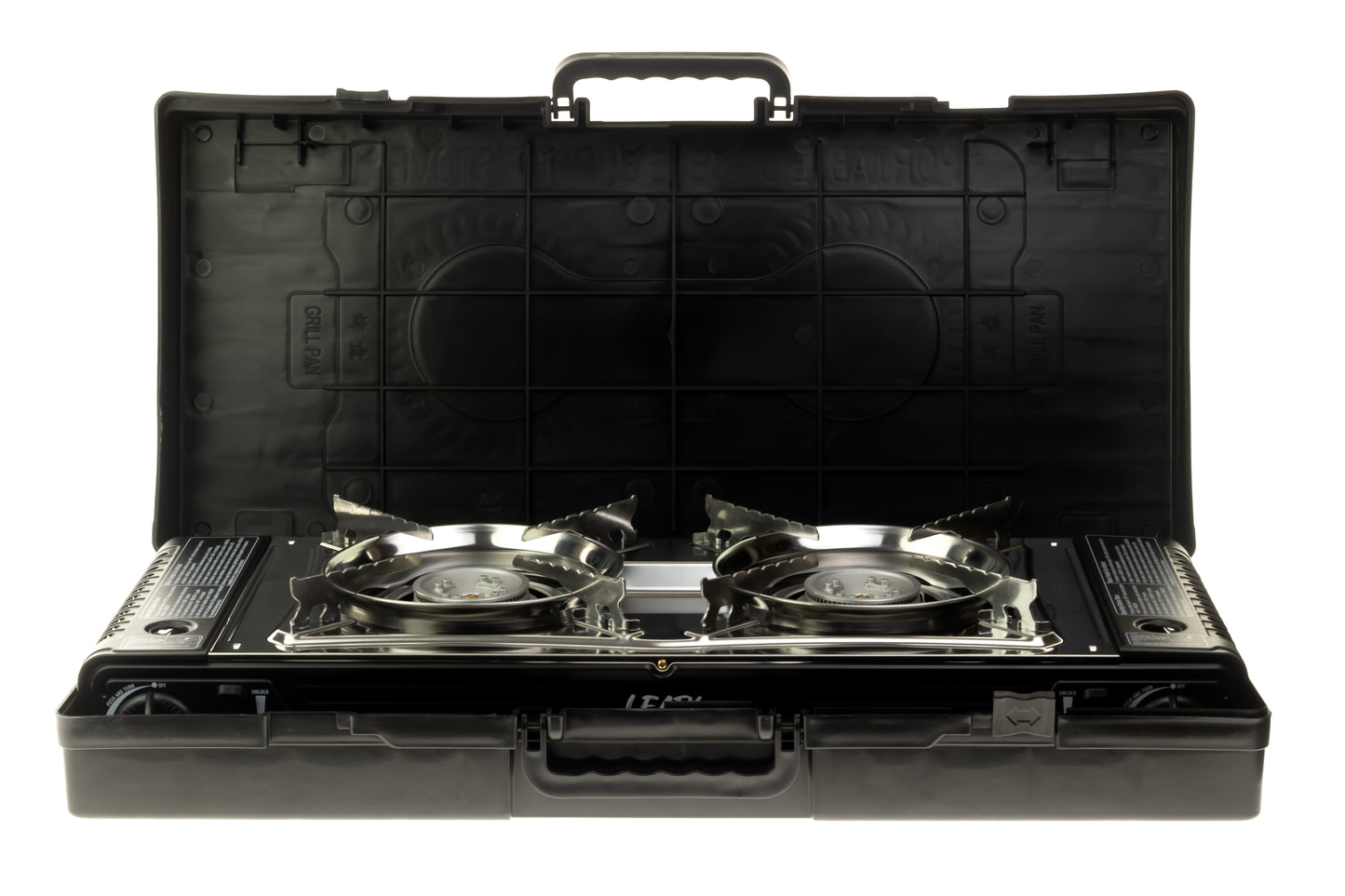 Leafy, Butane Gas Twin Burner Chef Gas Stove with Case (15,000 BTU) (gas cartridge not included)